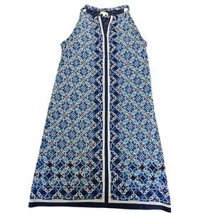 Max Studio Sleeveless Geometric Dress Navy White Small Resort Coastal Boho Chic